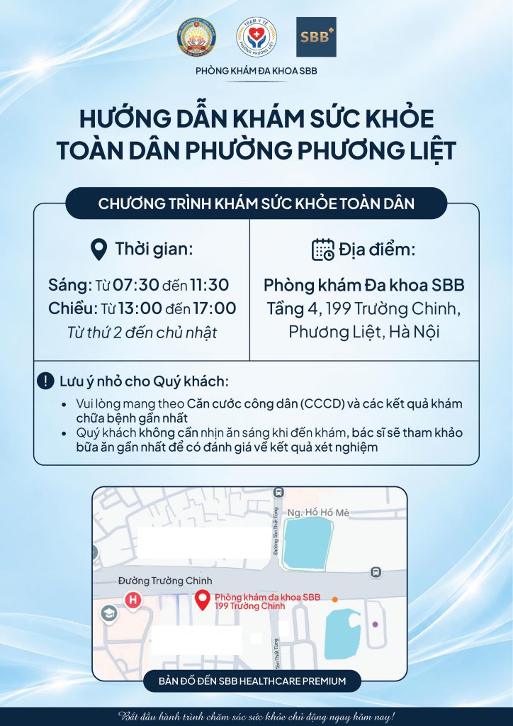 Khám sức khỏe định kỳ miễn phí cho người dân từ đủ 18 tuổi trở lên thuộc nhóm 1, nhóm 5 tại các tổ dân phố 01, 02, 3, 4, 5, 6, 8, 9 và 10